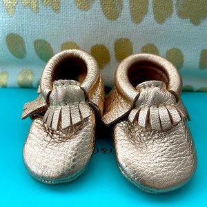 FPK size 0 rose gold moccasins